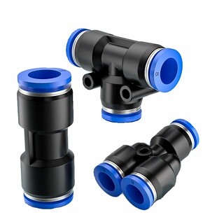 气管快速接头气动软管快插PU直通PG变径三通PEPY468101214mm直角