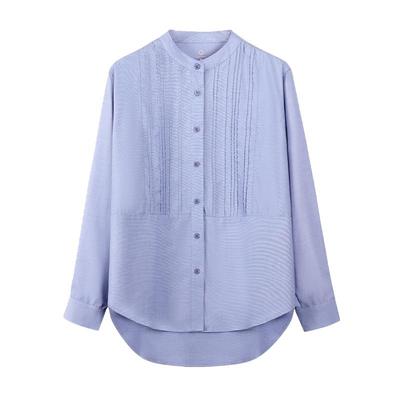 褶皱肌理秋季立领长袖宽松衬衫