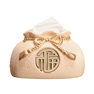 福气临门陶瓷纸巾盒高档创意轻奢客厅茶几收纳抽纸盒餐巾纸盒家用