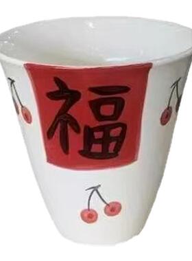 年宵乔迁新居结婚陶瓷花盆文竹花卉办公室内桌面绿植盆栽容器