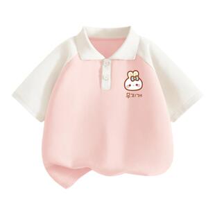 拉夏贝尔女童polo衫短袖t恤夏季2026新款大童装儿童夏装女孩上衣