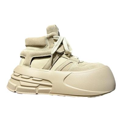 丑萌大头厚底高帮磨砂牛皮板鞋