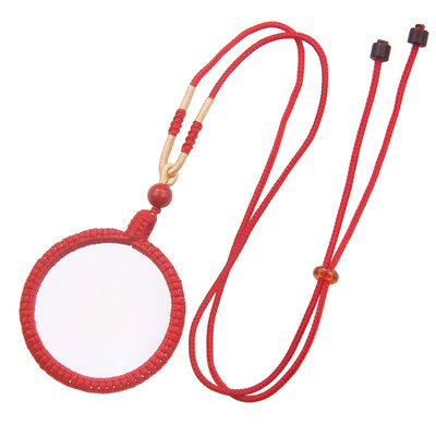 红绳双面小镜子项链吊坠