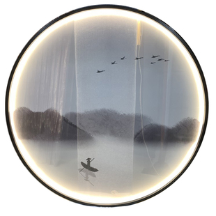 双面半透明透明丝绢丝绸纱布画定制设计打印喷绘屏风隔断软帘窗帘