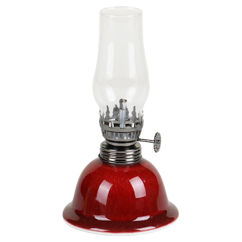 复古郎红老式陶瓷酥油灯家用茶室长明灯摆件氛围灯供灯怀旧煤油灯