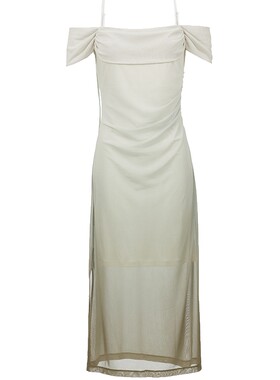 ONLY吊带一字肩中长款连衣裙
