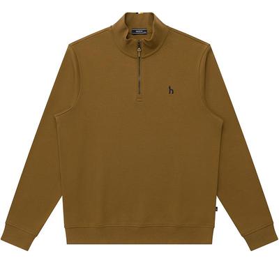 Hazzys哈吉斯秋季立领半开襟长袖T恤通勤休闲套头保暖打底上衣男