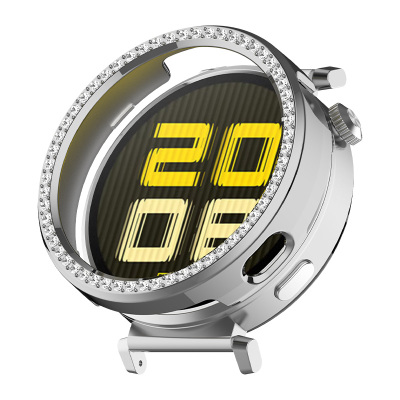 适用于华为GT5保护壳gt5pro仿镶钻镂空PC半包壳gt6智能手表watchgt4保护套女士42/41mm表盘专用配件