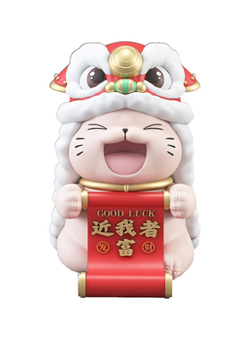 厚牧醒狮招财猫摆件手机支架