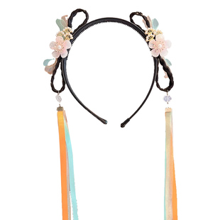 汉服头饰儿童古装发箍国风发饰蝴蝶流苏假发辫子头箍新款女童发卡