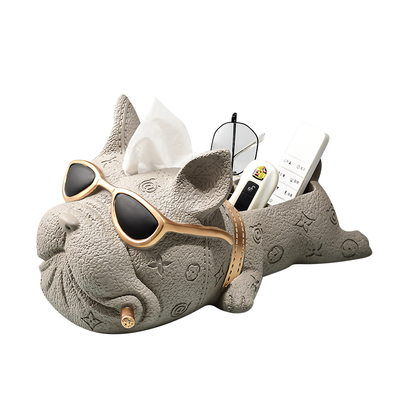 创意法斗犬纸巾盒轻奢高档摆件