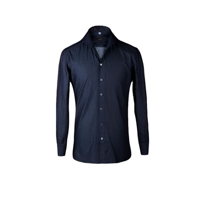 UGENTLE一片领长袖意式牛仔衬衫