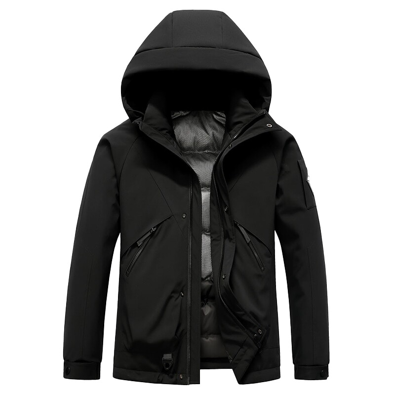 鸭鸭羽绒服男款2025秋冬季户外短款工装外套加厚连帽保暖衣服男装