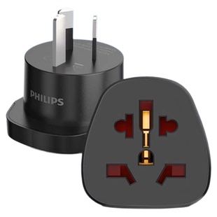 飞利浦圆孔转换器插头圆头插座国标转欧标中转欧圆形欧标转换头