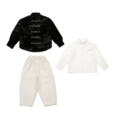 新中式加绒外套男童唐装上衣秋冬