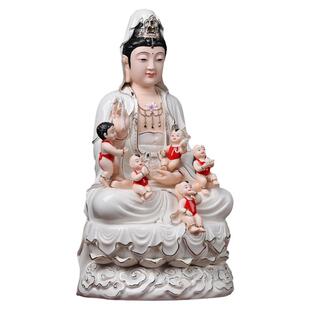 戴玉堂陶瓷送子观音菩萨像观世音菩萨佛像客厅神像供奉家用摆件