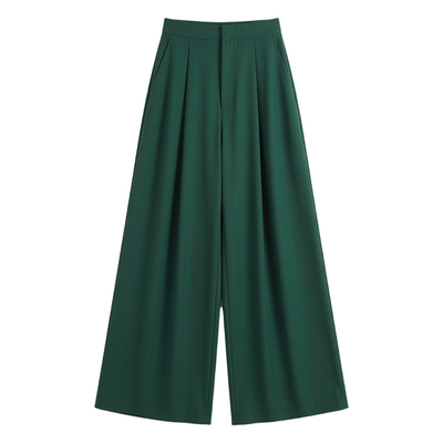 娇女王深绿色大裤管阔腿裤现货