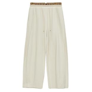 谜底香蕉裤女秋款复古风提花拼接松紧腰头宽松长裤243MK1156