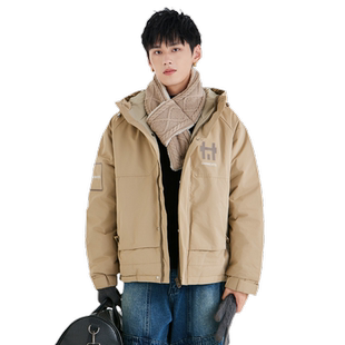 HomePanda连帽羽绒服男冬季新款休闲青少年美式加厚面包服外套潮