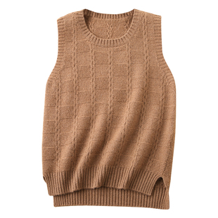 儿童毛背心100%纯羊驼绒坎肩双线宝宝针织套头马甲男秋季新款毛衣