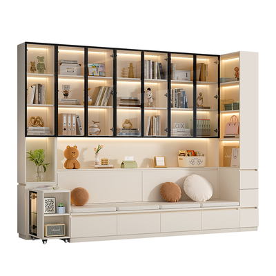 奶油风卡座书柜展示柜