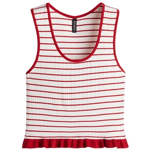 HM背心吊带春季时尚女装褶边背心1296481