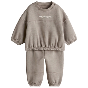 HM童装男婴套装2件式冬季外出拉绒内里卫衣长裤1306424