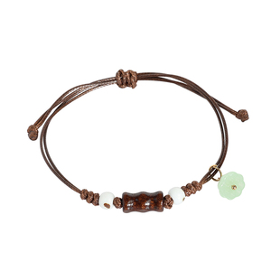 复古民族风竹节手链女文艺莲蓬莲子手串编织手绳景德镇陶瓷手饰品