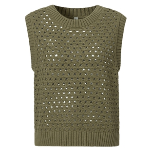 VGRASS维格娜丝毛衣马夹夏季新款带子纱仿手钩圆领针织背心坎肩女