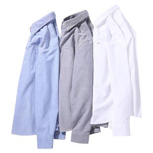 朗蒙牛津纺衬衫男长袖春秋季纯棉休闲内搭短袖全棉衬衣高级感上衣