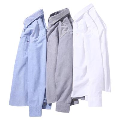 朗蒙纯棉牛津纺衬衫男士内搭上衣