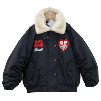 啦芙莱冬男童加厚外套毛领夹克衫