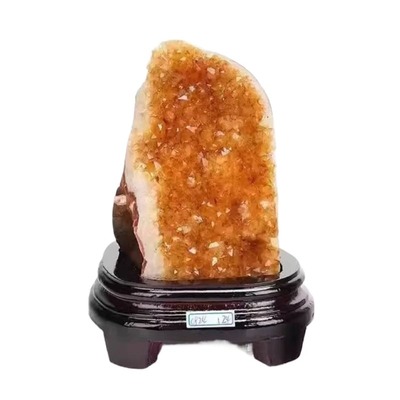 招财黄水晶洞摆件原石