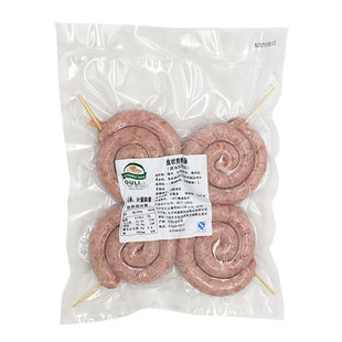 欧力猪肉生煎香肠约500g 盘肠蜗牛肠蒸煮圈圈肠盘状油煎香肠4个装