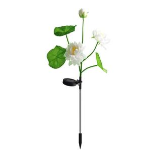 新款3头太阳能荷花灯LED太阳能莲花草坪地插灯节日场景布置氛围灯