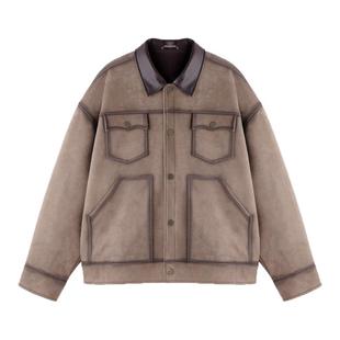 BJHG不计后果麂皮绒外套男2025新款冬季水洗工装美式休闲飞行夹克