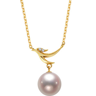 CIRCLE珠宝朱雀系列18K金akoya海水珍珠吊坠钻石羽翼项链女礼物