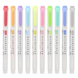 【自营】ZEBRA斑马荧光笔WKT7初中生专用双头标记笔小学生专用划重点做笔记柔和不伤眼手帐文具彩色记号笔