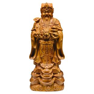 香樟木雕文财神爷佛像摆件实木范蠡财神像家居装饰品店铺开业礼品
