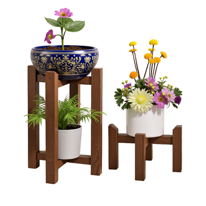 十字花架实木古法鱼缸架水缸花盆托架阳台客厅落地置物架盆景底座