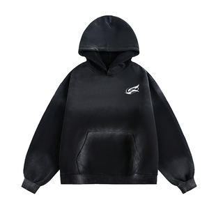 TIRED美式复古扎染连帽卫衣秋季情侣宽松chic套头衫高街休闲上衣