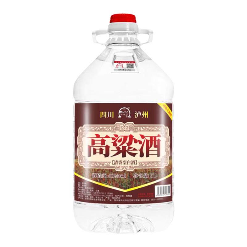 泸州纯粮食白酒高粱酒60度5L桶装
