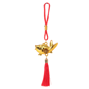 春节金元宝铜钱小挂件室内家用装饰新年户外植物盆景金色福字挂饰