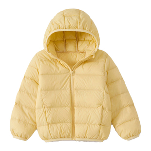 2025新款连帽短款儿童羽绒服男女宝宝90白鸭绒轻薄款秋冬季外套