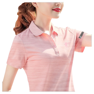 乔丹正肩短袖女翻领T恤POLO衫夏季新款羽毛球服粉色运动正品上衣