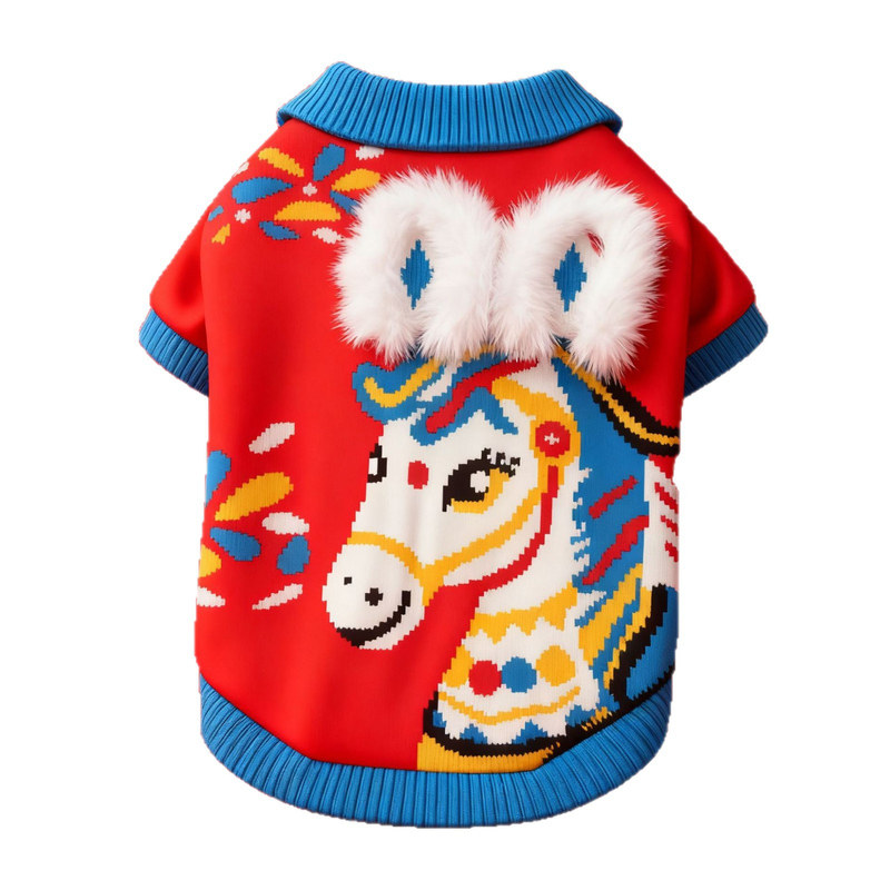 新年狗狗毛衣保暖喜庆中国风法斗狗宠物服装/雨衣