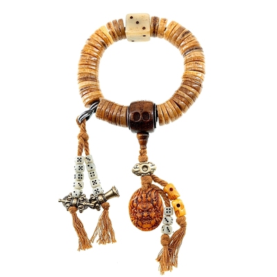 复刻.嘎嘎 卡杰格朵藏式老料牦牛骨佛珠手串牛骨灵骨盘玩单圈手持