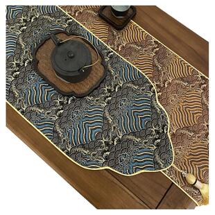 新中式禅意桌旗云锦茶席古典茶桌布垫古朴茶盘垫中国风茶旗茶杯垫