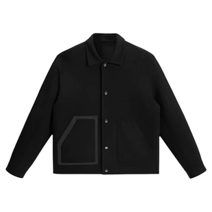 【商场同款】太平鸟男装 2024年冬季黑色羊毛呢夹克B1BCE4211