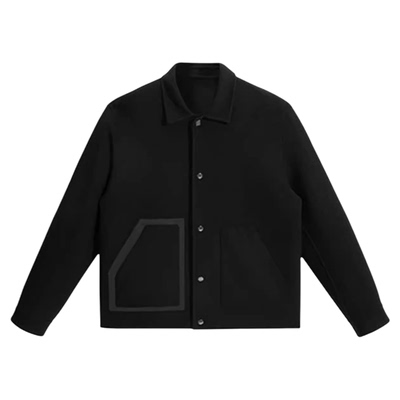 【商场同款】太平鸟男装 2024年冬季黑色羊毛呢夹克B1BCE4211